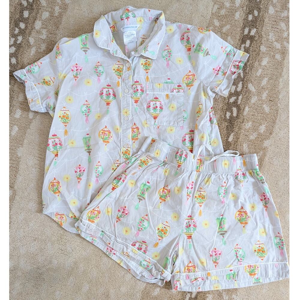The Company Store Sz Small Paper Lanterns Pajamas Set (Shirt + Shorts)